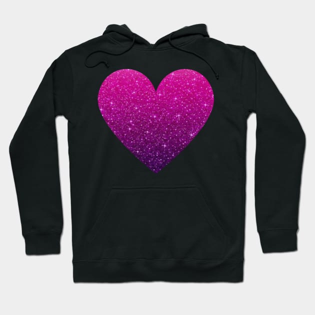 Hot Pink and Purple Ombre Faux Glitter Heart Hoodie by Felicity-K